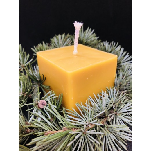 Bougie cire d'abeille bio - modèle Cube